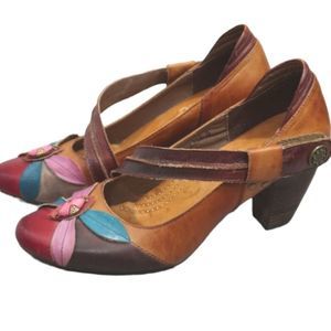 Corky's Elite Honeysuckle Leather Shoe Heel Womens 8 Mary Jane Pump